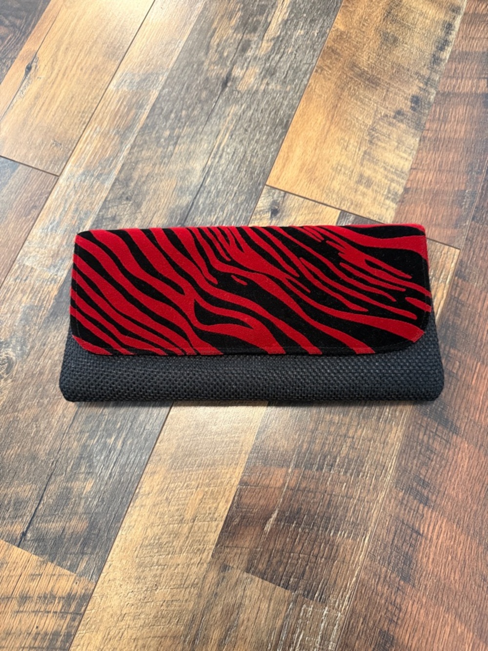 Red and Black Zebra Print Fold-Over Clutch- Handmade in Africa